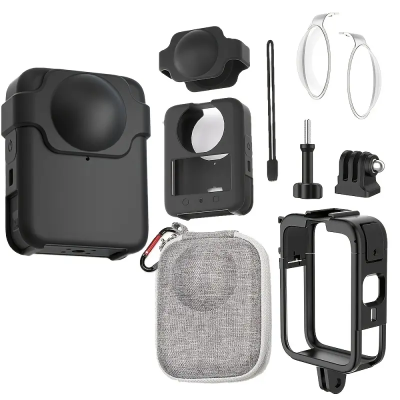 Protective Additions Kit for DJI OSMO 360, Protective Lens Cap And Protective Case And Camera Storage Bag And Expansion Frame, Anti-Scratch, Anti-Drop, Full Coverage Protective Sleeve, All-In-One Combination Set for Action Camera with Anti-Fall