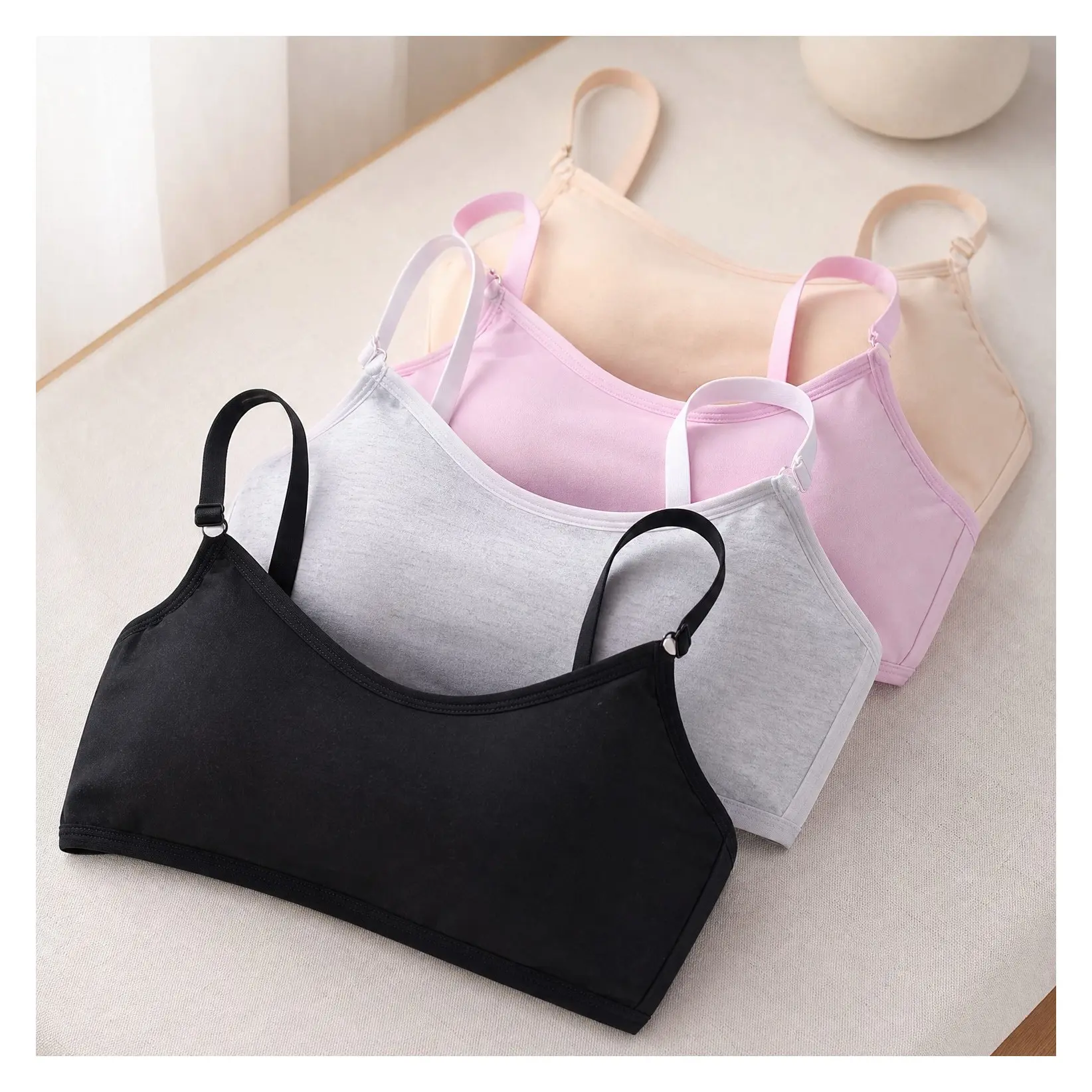 Big Girls' Adjustable Cotton Training Bra Wireless Lightly Padded Ages 10-16 YearsGift