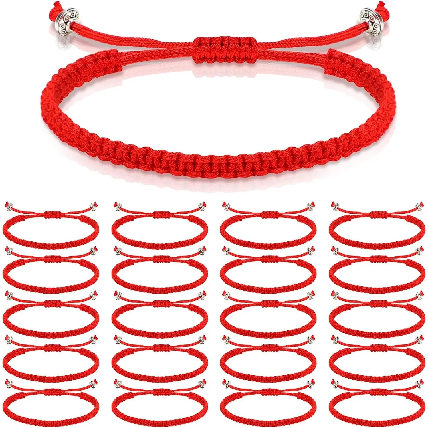 20 count Red Protection  Luck Bracelet Red String of Fate Adjustable Bracelet Braided Knot Kabbalah Rope for Lover Couple  Women Men