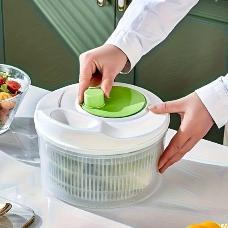Multifunctional, Colorful Salad Spinner/Dehydrator; Manual Fruit And Vegetable Dryer; Fruit Washing Bowl; Dual-Layer Draining And Washing Bowl; Shatter-Resistant; Made of PP Material