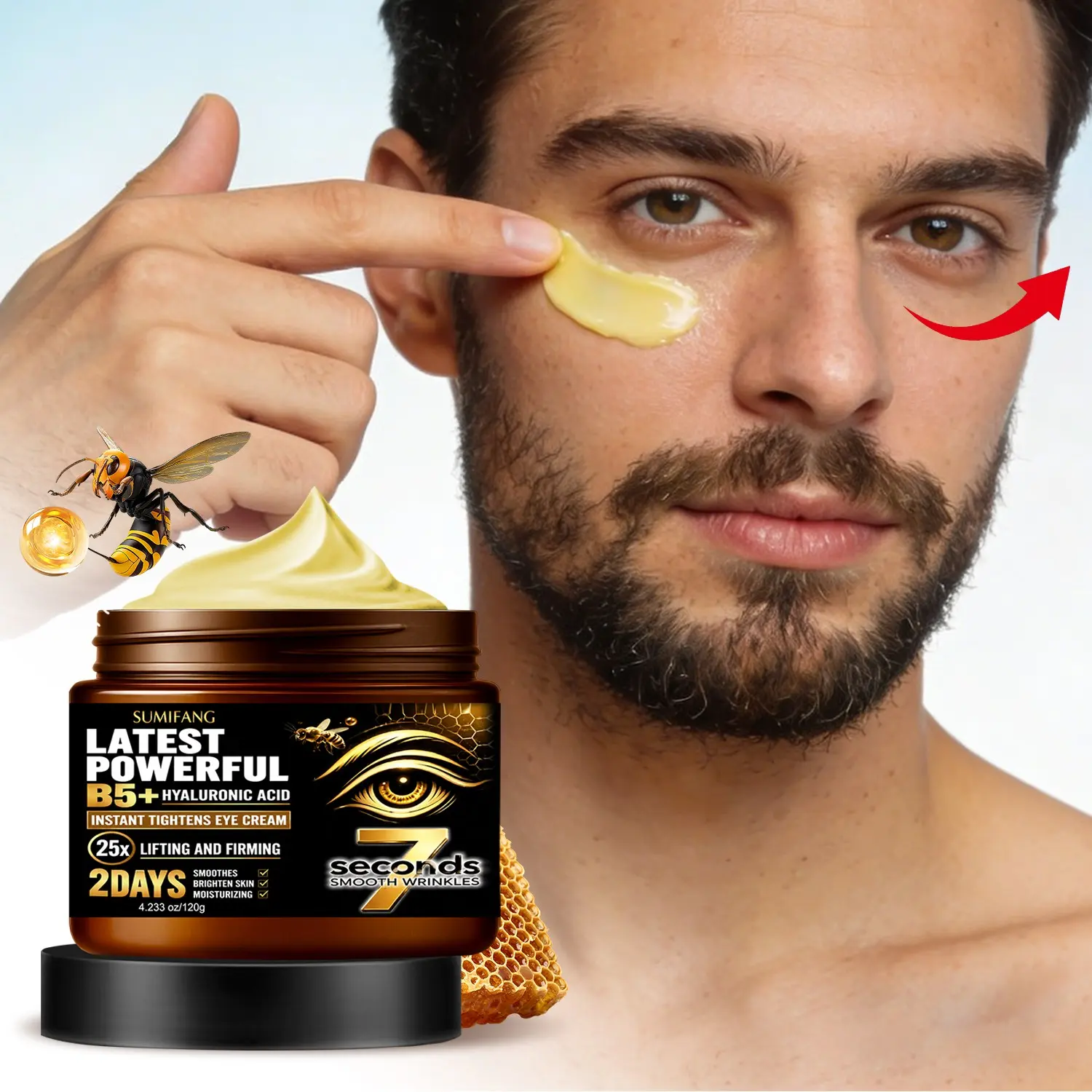 SUMIFANG Firming Eye Cream 120g – B5 + Hyaluronic Acid + Peptide Complex – Comprehensive eye care; smooths and firms the eye contour; locks in long-lasting moisture; gentle and suitable for all skin types.