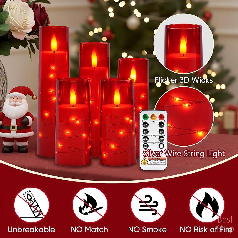 5pcs Flameless LED Candles with Embedded Star String, Battery Operated Acrylic Pillar Candles with Timer and Remote, Flickering Candles for Romantic Ambiance and Home Decoration Mood Decorative,Valentine's Day, Mother's Day 5pcs Flameless LED Candles with Embedded Star String, Battery Operated Acrylic Pillar Candles with Timer and Remote, Flickering Candles for Romantic Ambiance and Home Decoration Mood Decorative,Valentine's Day, Mother's Day