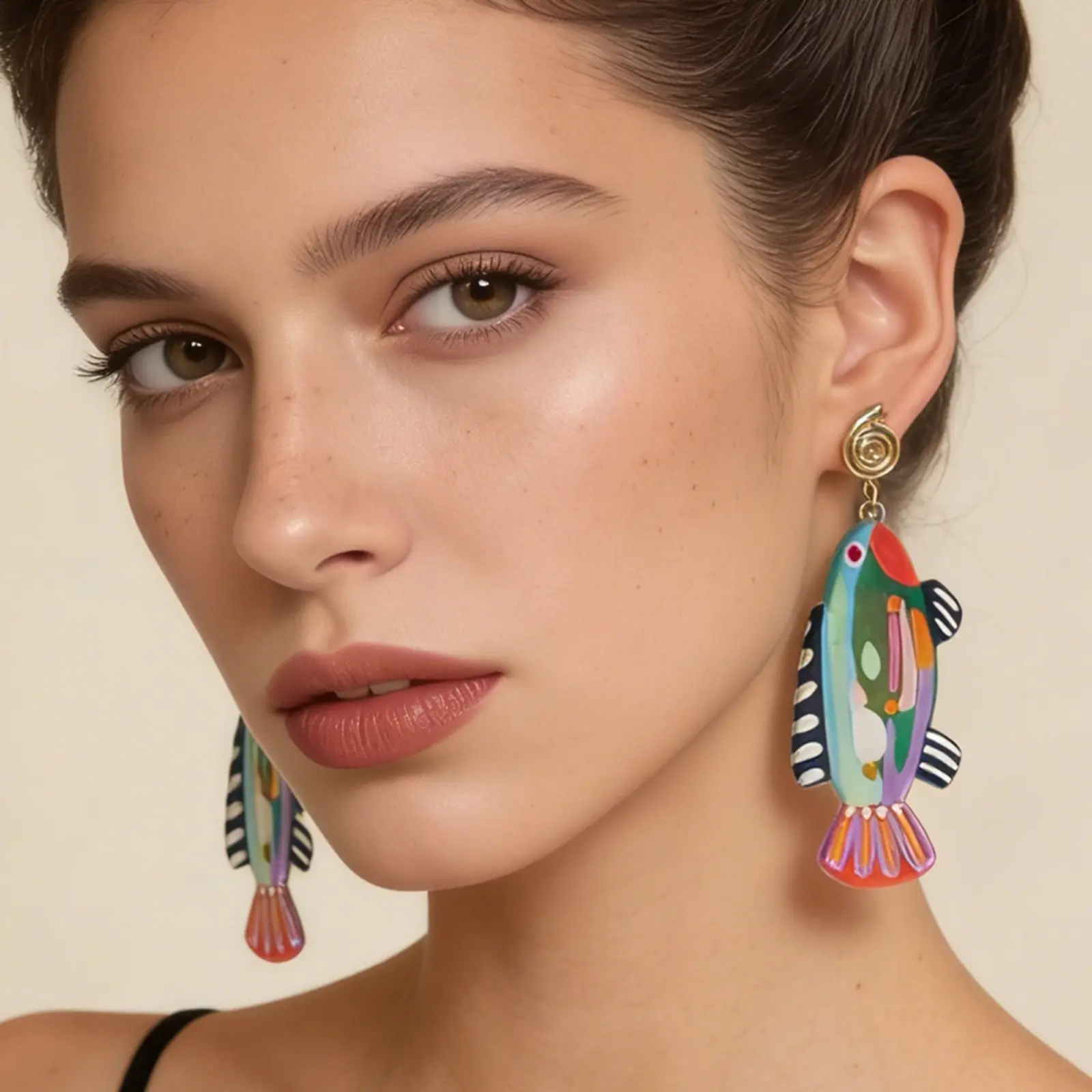 Acrylic Tropical Fish Earrings, trendy seaside vacation style. Cute unique dangle earrings with exquisite design, ideal daily jewelry for summer beach and casual wear.