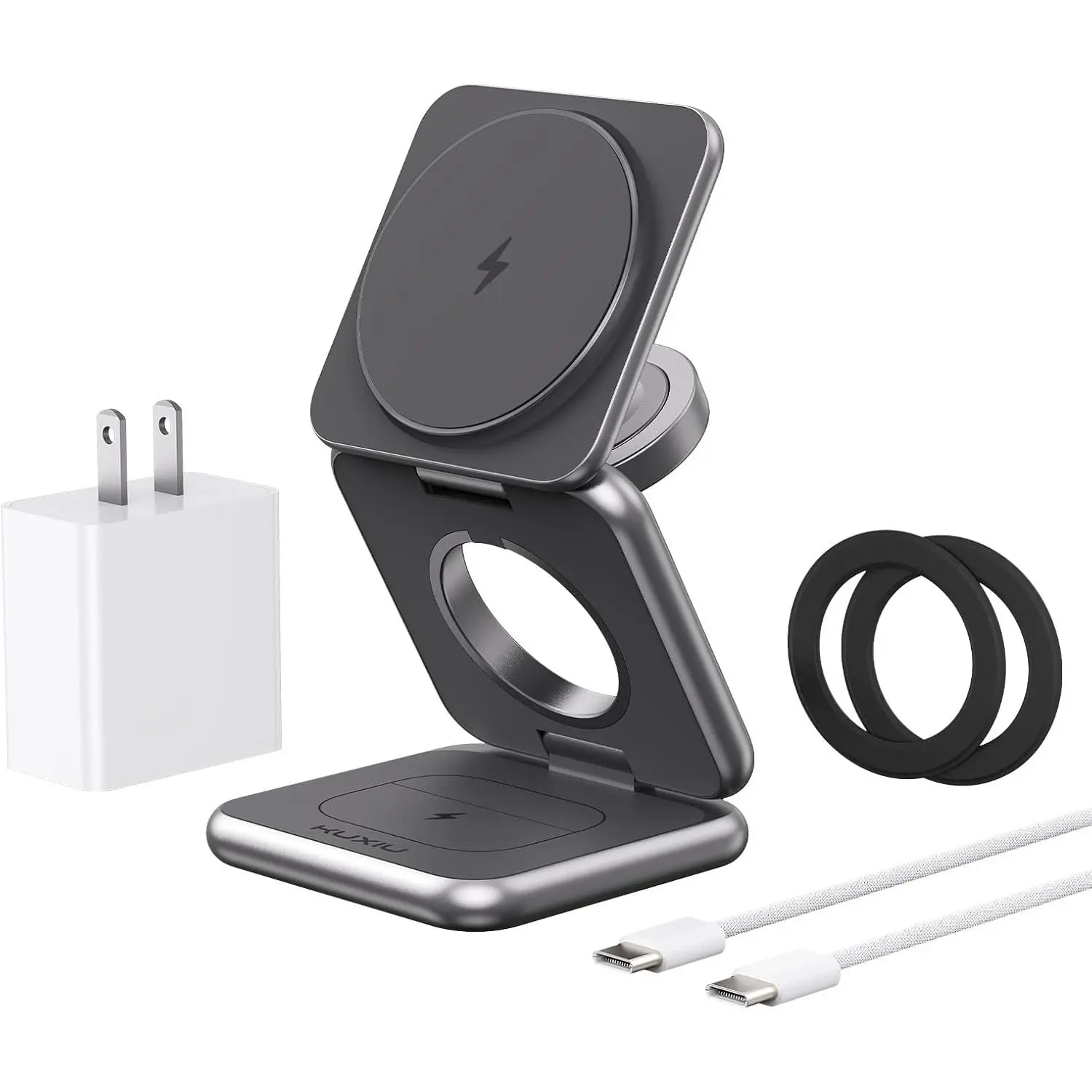 3 1 Charging Station for Samsung Phone Watch Buds | Aluminum Alloy Foldable Wireless Charger for Samsung Galaxy S26 S25 Ultra/Galaxy Buds, for Galaxy Watch Ultra 8 7 6 5 4