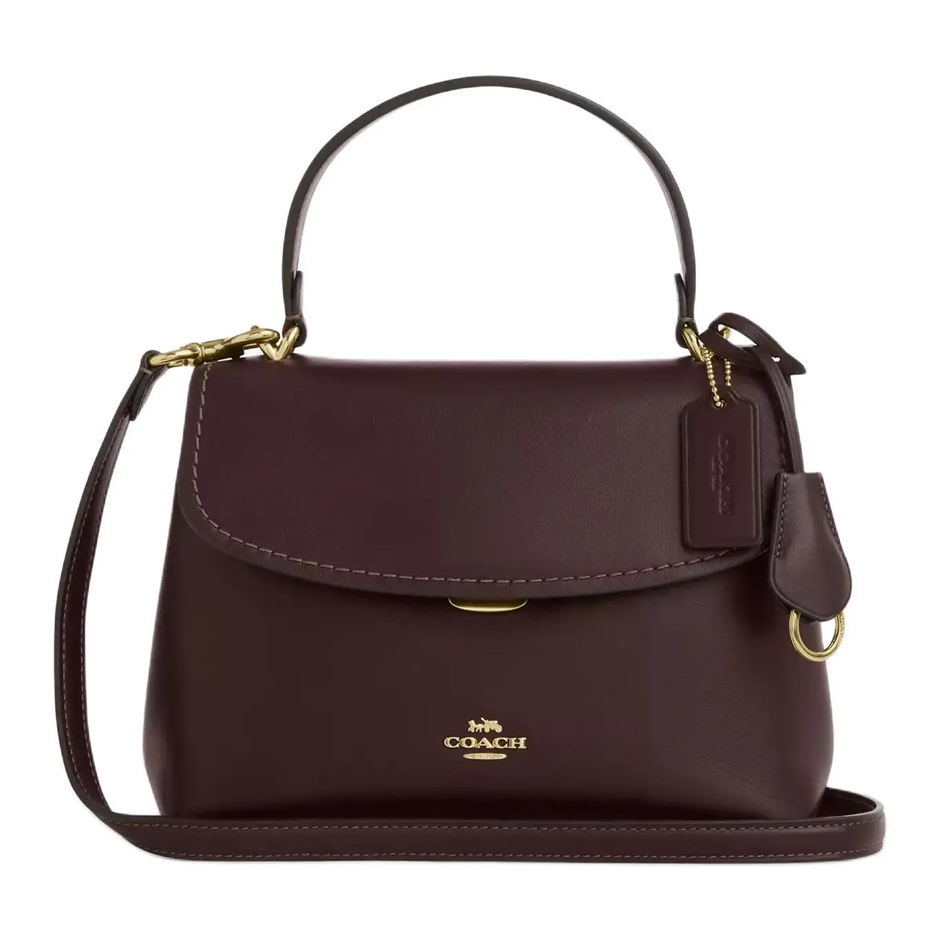 COACH Emory 25 Crossbody Handbag for Women – Smooth Leather, Metallic Hardware, Medium Size, Coffee Color