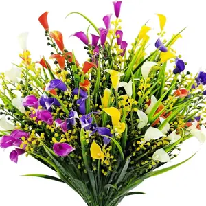 10pcs UV-Resistant Artificial Calla Lily Flowers, Artificial Fake Flowers, Long-Lasting Decorative Branches, Wedding Anniversary Party Home Garden Floral Arrangements