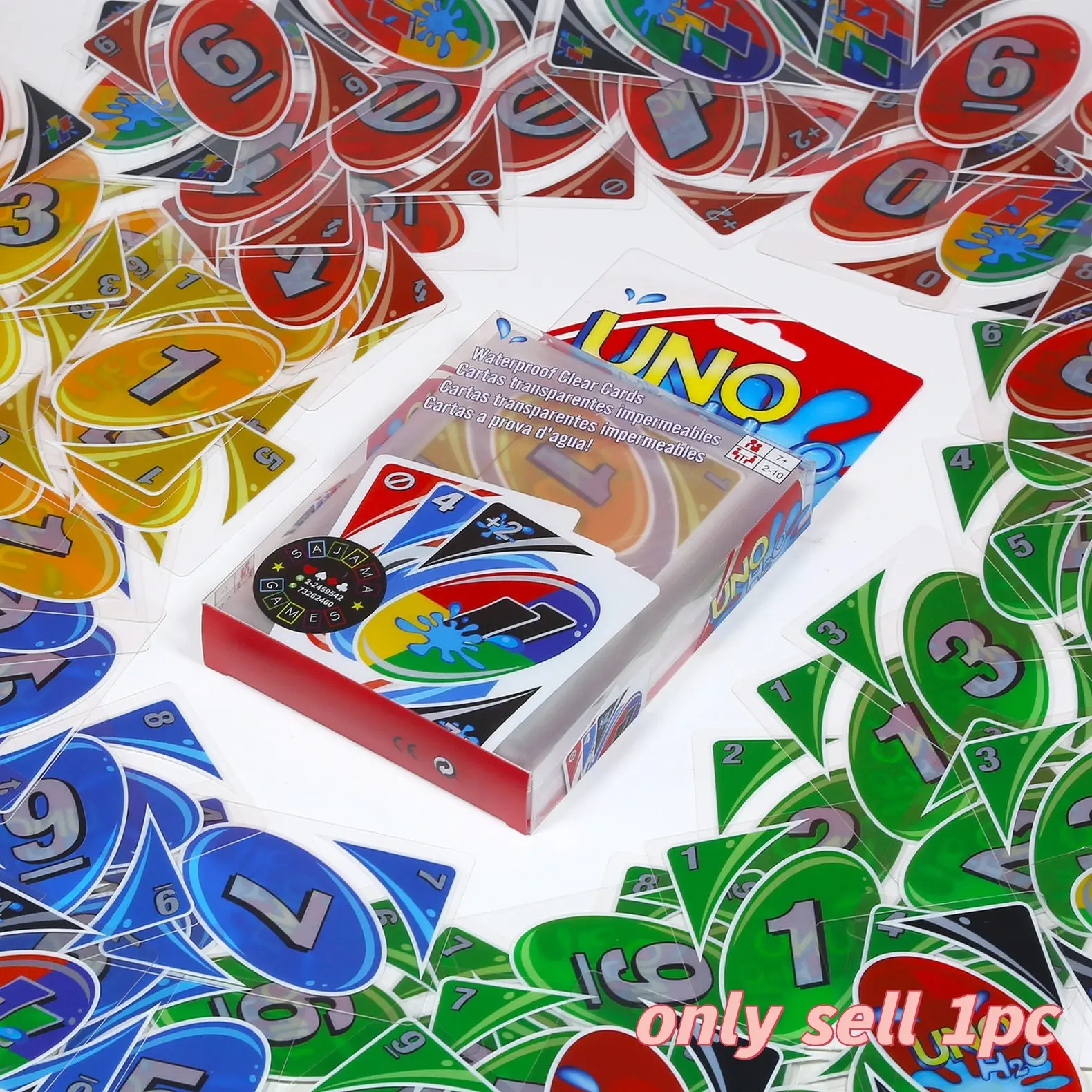 A must-have for swimming pools and beaches! Waterproof plastic box UNO card outdoor water entertainment board game classic multiplayer interactive card parent-child gathering game party game card crystal UNO card