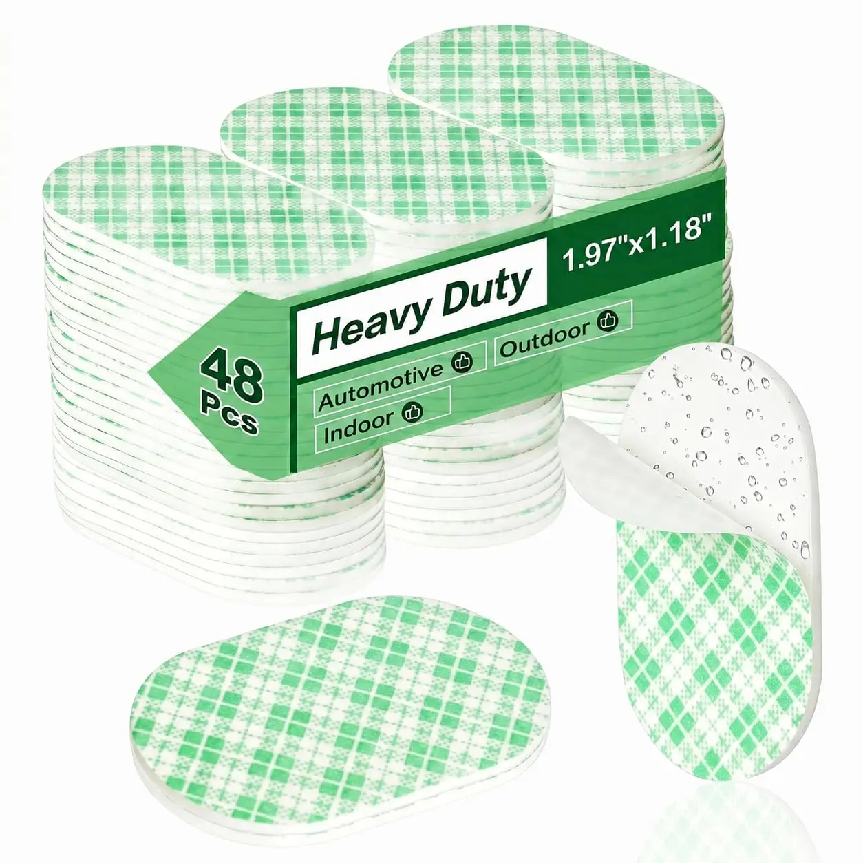 Double Sided  Tape Pads, 48 count Double Coated Pre-Cut Oval Mounting, 2mm Thick Heavy Duty White Polyurethane  with High Tack Adhesive for Crafts, , Outdoor Signs&  (50x30mm)