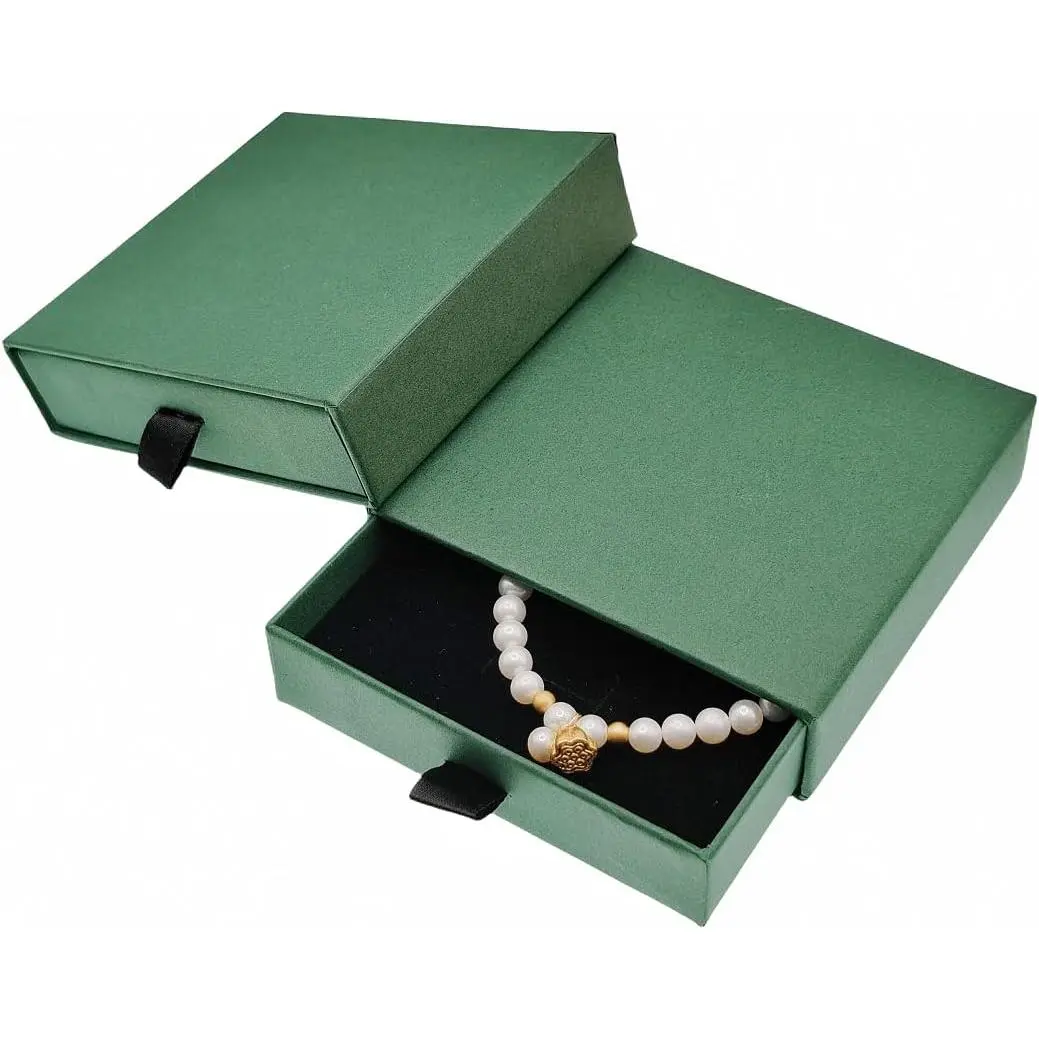 2 Pack   Boxes Cardboard  Boxes, 3.5 x 3.5 x 1 Inch Small  Boxes for  Earrings Necklaces  Bangles Bracelets (Green)