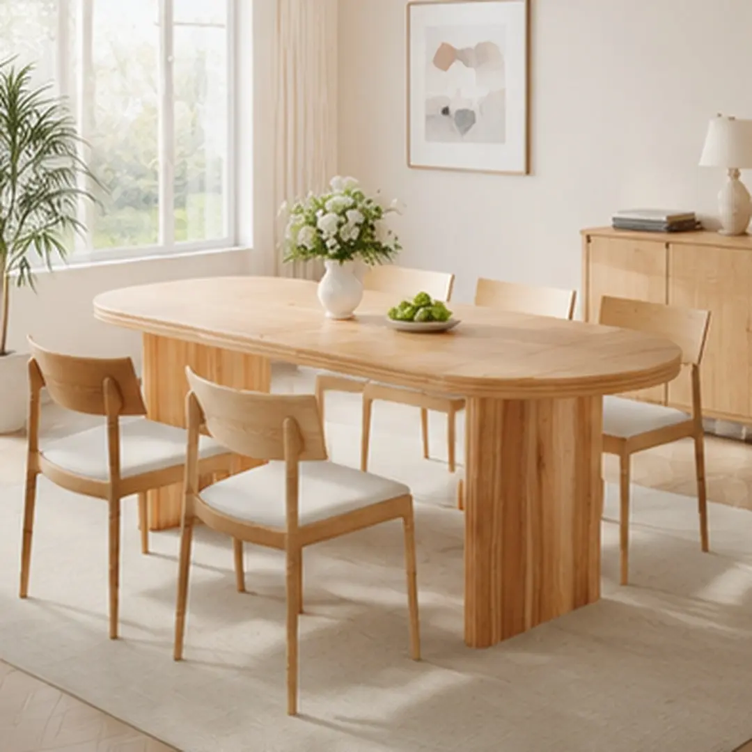ARCH Modern Mid-Century Extendable Dining Table - 55.12-70.87 in, Removable Leaves, Natural Walnut MDF, Easy Assembly, 220 lbs Capacity, for Dining Room, Long-Durability Indoor Table & Desk, Long-Durability Dining Tables