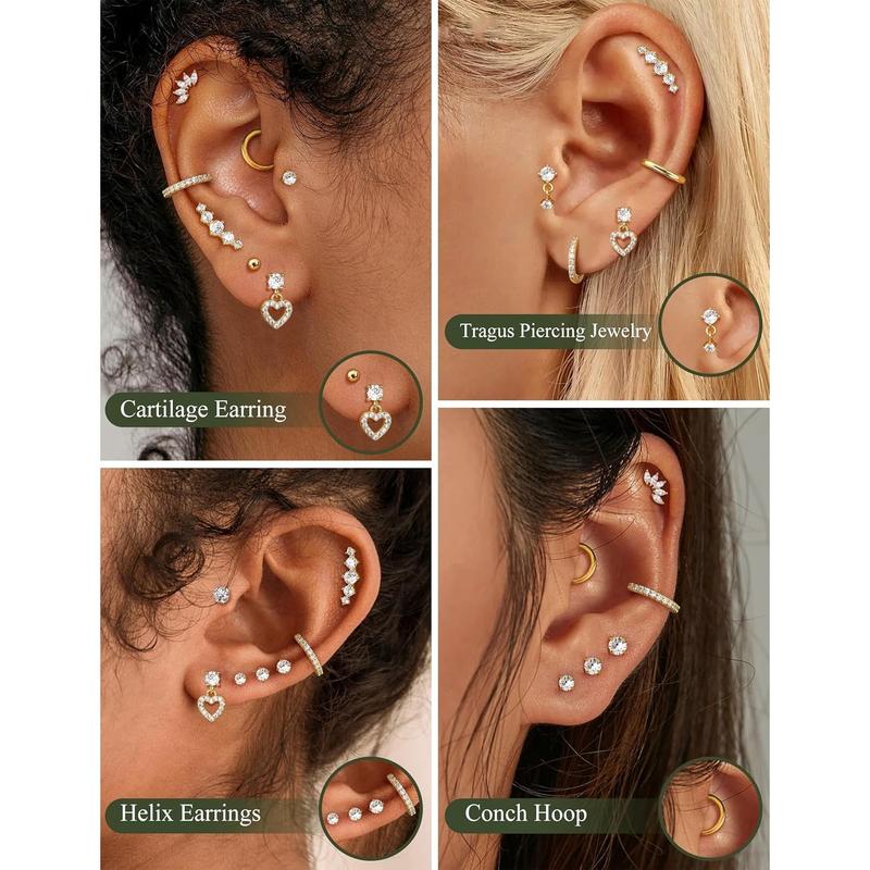 CASSIECA Flat Back Earrings for Women Cartilage Earrings Stacks-20G Surgical Stainless Steel Flatback Stud Hoop Earring Set Daith Conch Tragus Helix Piercing Jewelry CASSIECA Flat Back Earrings for Women Cartilage Earrings Stacks-20G Surgical Stainless Steel Flatback Stud Hoop Earring Set Daith Conch Tragus Helix Piercing Jewelry