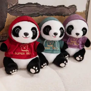 25cm Bamboo Panda Plush Toys Lovely Cartoon Sweatshirt Panda Soft Stuffed Dolls Homdecor Sleeping Plush Pillows