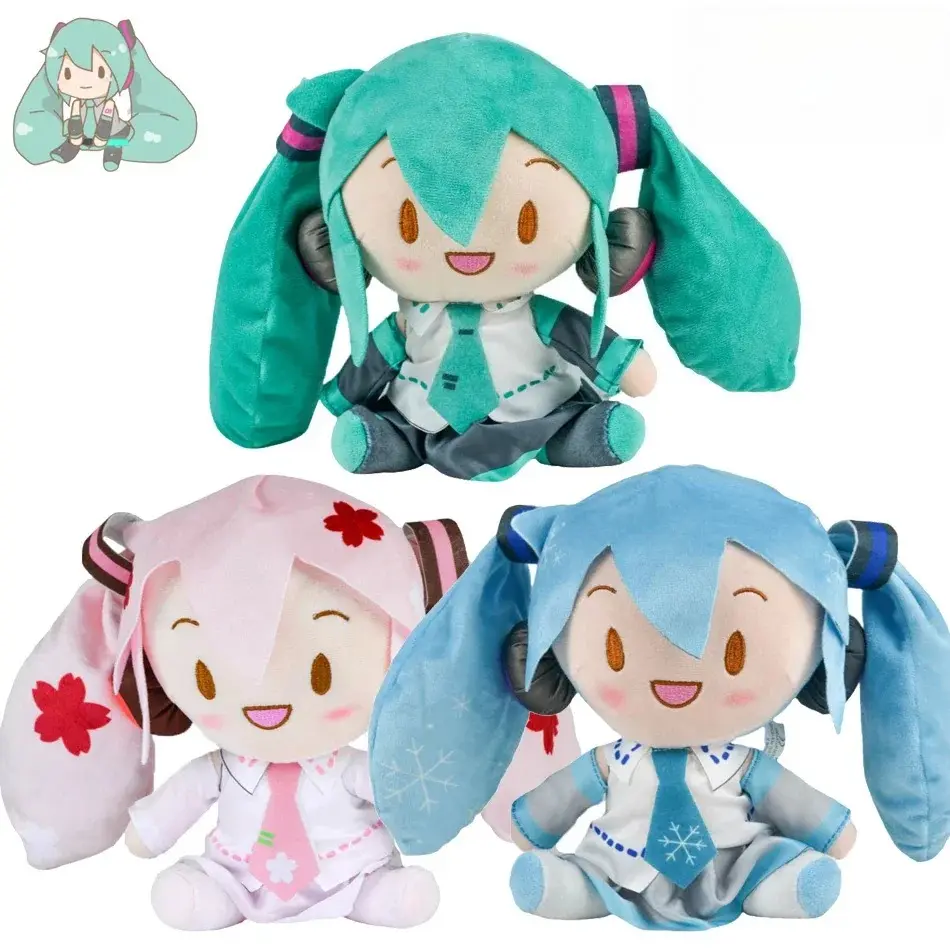 Cartoon 20cm Hatsune Miku Plush Doll Toy Anime sakura Miku snow Miku Character Kawaii Sitting posture Fufu Kids Christmas Gift