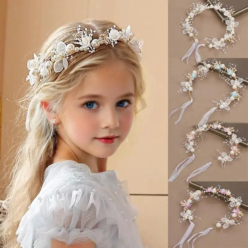 Kids' Flower Crown - Crown Headbands for Girls, Flower Girl Hair Wreath Headpiece, Style HH01, Metal, Floral Detail Headbands