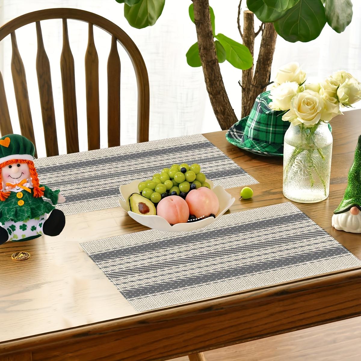 1/2/4/6/8pcspcs Linen Placemats Suitable for - Striped Rectangular Table Mats, Machine Washable & Durable Linen Table Protectors, Elegant Dining Table Decor for Kitchen, Party, Daily Use (1/2/4/6/8pcs)