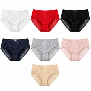 7 Pack Plus Size Lace Panties for Women High Waist Soft Stretch Breathable Full Coverage Underwear