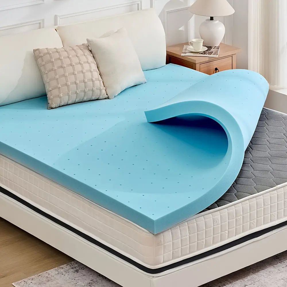Premium Gel Cooling Mattress Topper, 1.5/2/3/4 Inch Available, Breathable Design, Fits All Mattresses, Blue