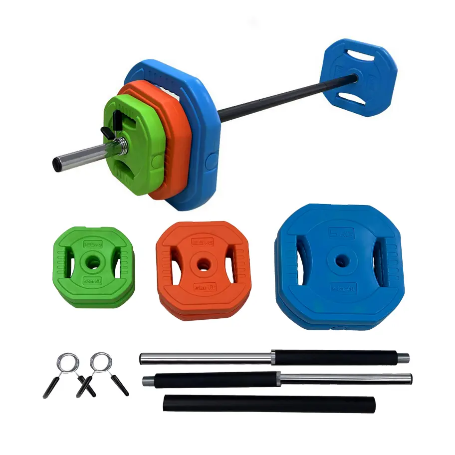 Adjustable Barbell Weight Set with Bar + Plates for Home Gym Beginners - 40LB Cardio Pump Set, 51" Bar, PU Coated Round Free Weights, Strength Train Tool Kit for Men, Ideal for Weightlifting & Muscle Building