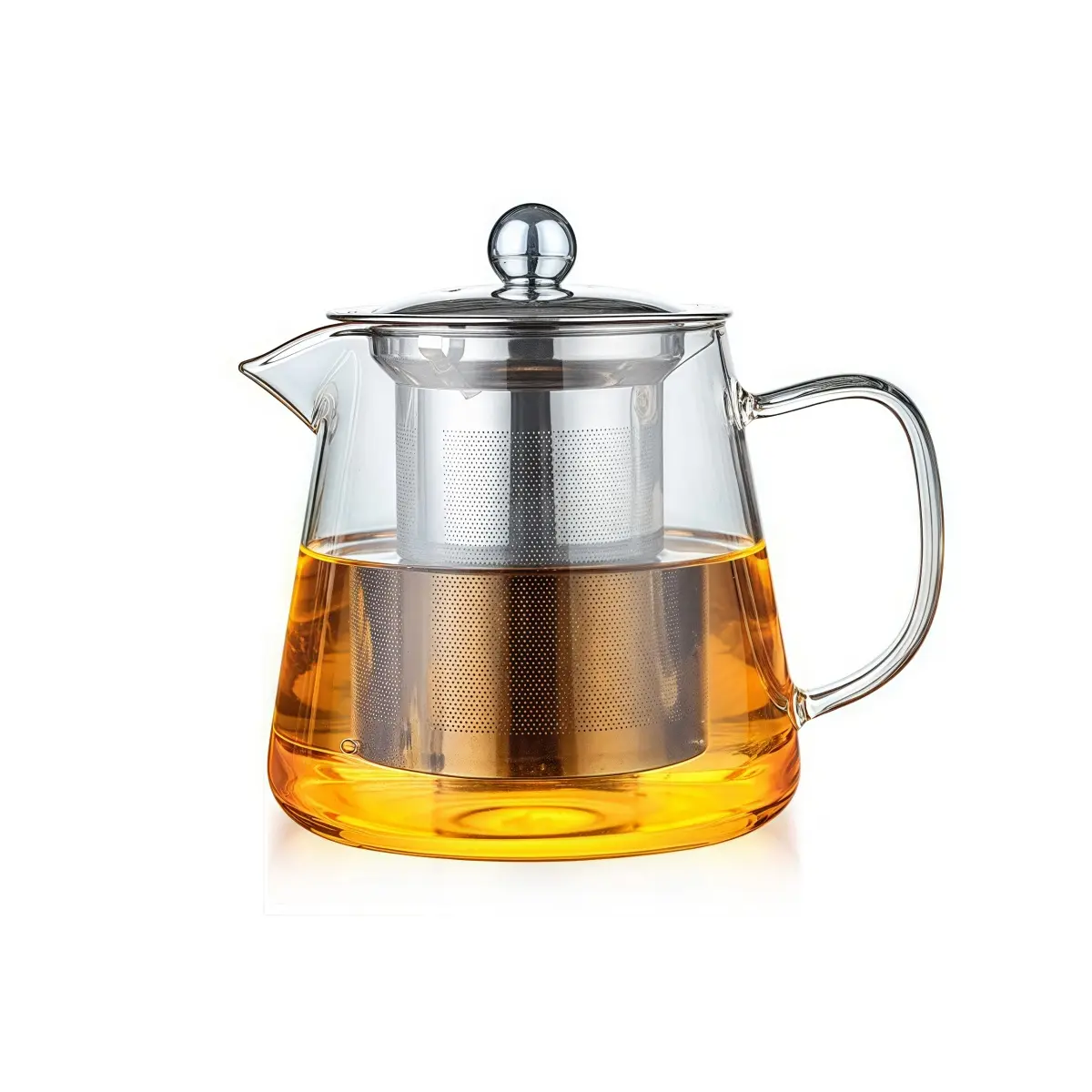 18.6oz High Borosilicate Heat-Resistant Transparent Glass Gongfu Tea Pot, with Stainless Steel Filter, for Flower Tea (Home Supplies)
