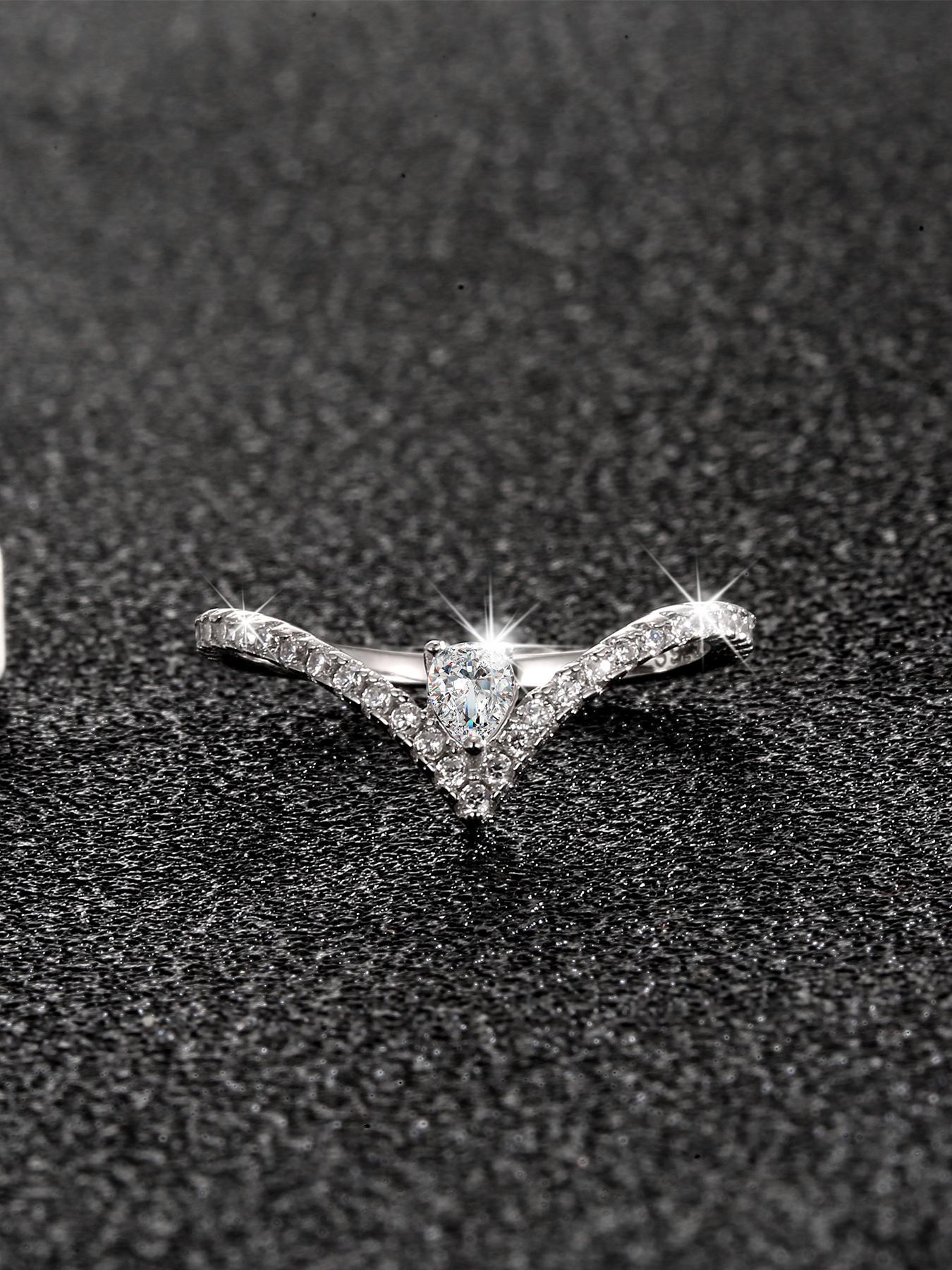 S925 Sterling Silver V Shaped Ring, Elegant Everyday Ring, Fashion Jewelry for Party, Daily Clothing Decor, Trendy All-match & Exquisite Jewelry for Birthday Gift