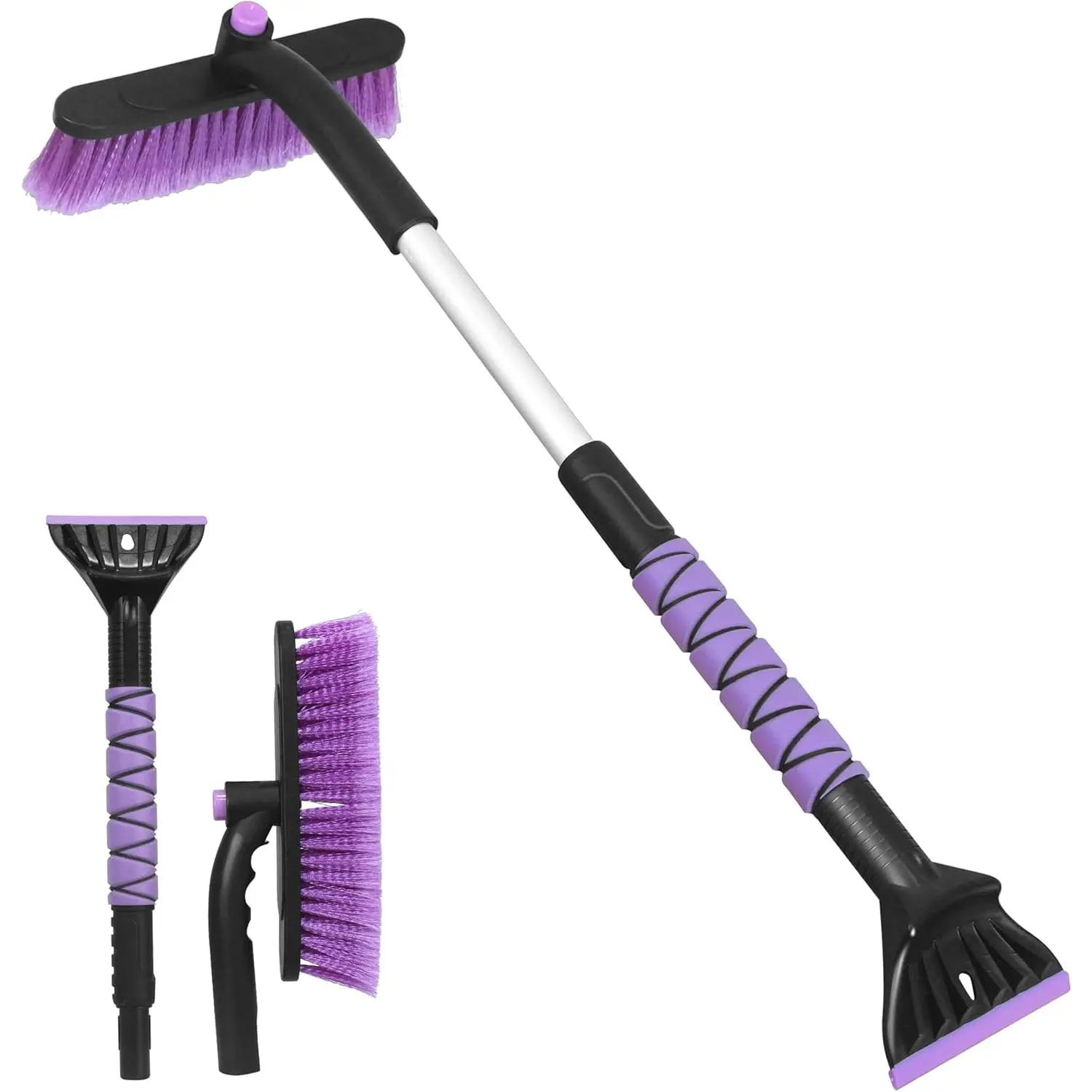 32" Snow Brush and Ice Scraper for Car Windshield, 2-in-1 Car Snow Brush and Ice Scraper, Extendable Snow Scraper with Brush, Snow Removal for Cars
