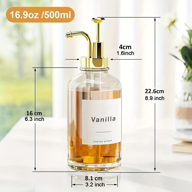 2pcs Set, Syrup Dispenser, Coffee Syrup Bottle, Coffee Bar Syrup Dispenser, Coffee Pump Dispenser, Oil Dispenser, Glass Syrup Bottle with Pump, Lotion Bottle, Hand Sanitizer Dispenser Bottle, Shampoo And Shower Gel Dispenser Bottle