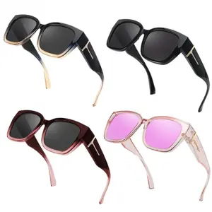 Unisex 4-Pack Polarized Fit Over Sunglasses for Women, Rectangular Mirrored Frame, UV400 Anti-Glare Protection, Wearable Over Prescription Glasses, Durable Shades for Driving & Outdoor Sports