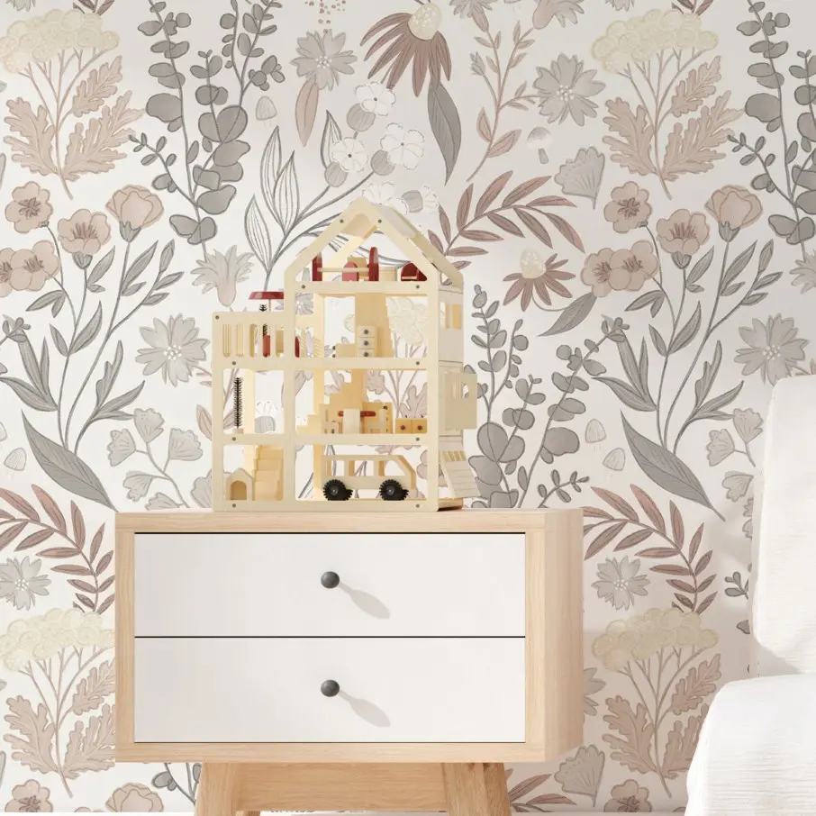 Romantic Small Floral Self-Adhesive Wallpaper, Waterproof Wildflower Wall Paper, Removable Decorative Wallpaper for Living Room, Bedroom, Bathroom
