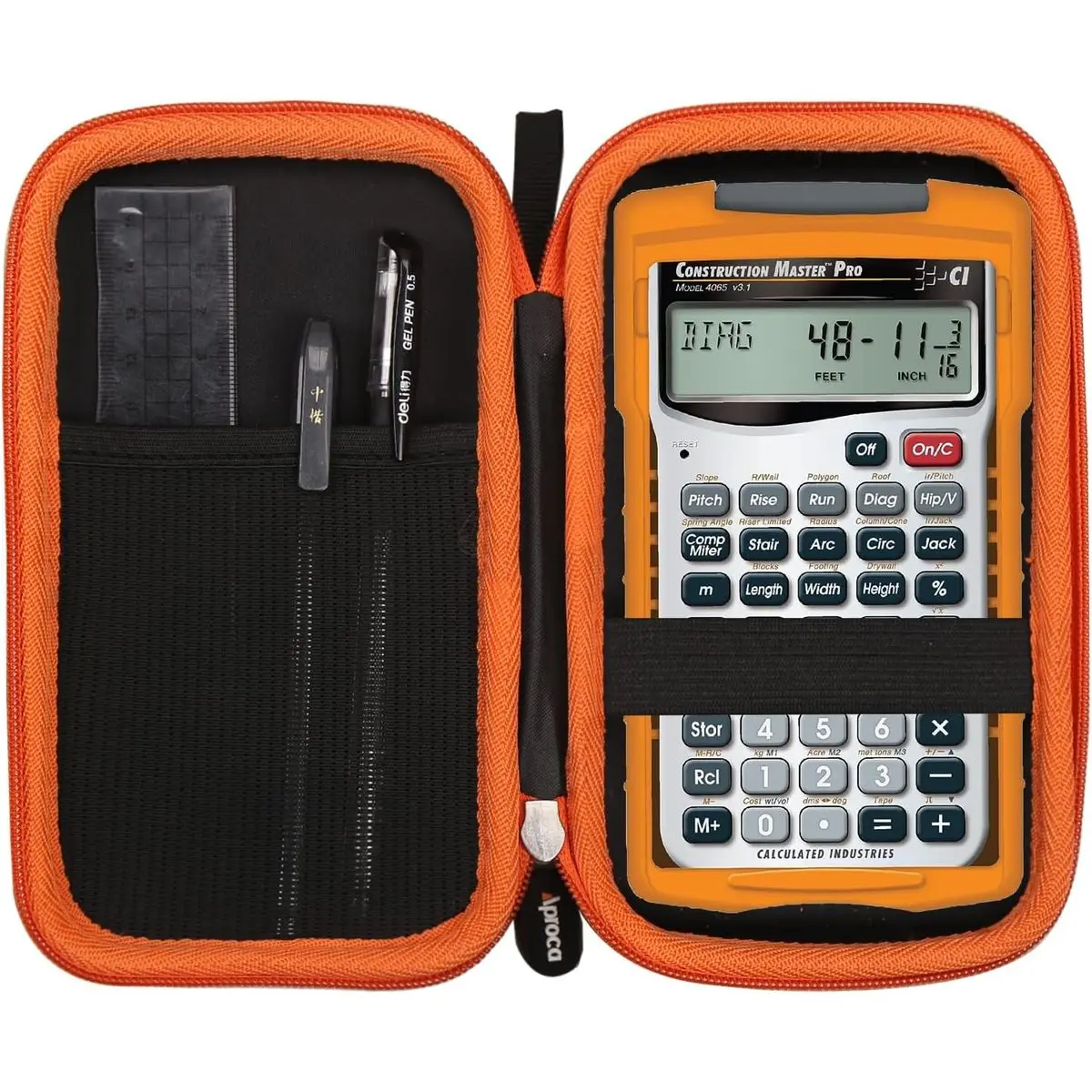 Aproca Portable Storage Case Compatible with Calculated Industries 4065/4080 Construction Master Pro Calculator, Hand Mesh Bag for Accessories (Case Only) – Multitool Accessory for Outdoor Survival, Grout Removal Tasks