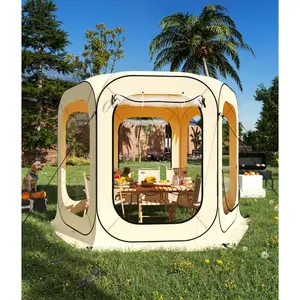 10x10FT Pop-Up Bubble Tent for 6-8 People – All-Weather Outdoor Screen House with Clear Rainproof Canopy & UV Protection, Instant Setup Portable Shelter for Camping, Backyard, Patio, Deck, Tailgating & Sports Events, Beige