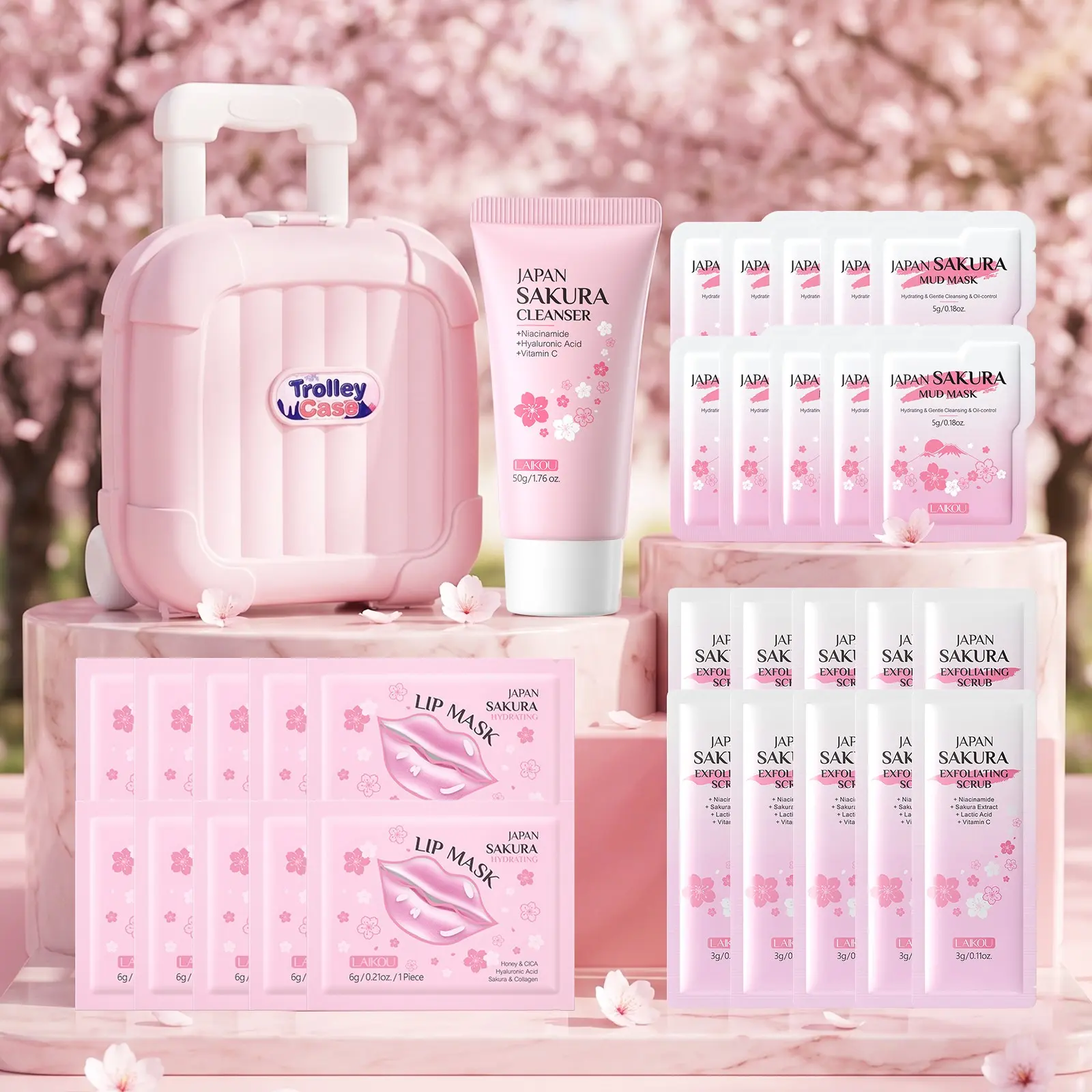 32 PACK Skincare Gifts Set for Teen Girls, Travel Kit & Skin Care Gifts | Lip mask, Clay mask, Facial cleanser, Scrub, Pink suitcase , Skincare Gift for Kids, Spa Gift, Graduation Gifts
