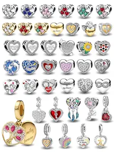 Warm European Style Spacer and Dangle Charms with Sister Mom Portrait and Family Tree Motifs in Copper for Women’s DIY Stacking Jewelry