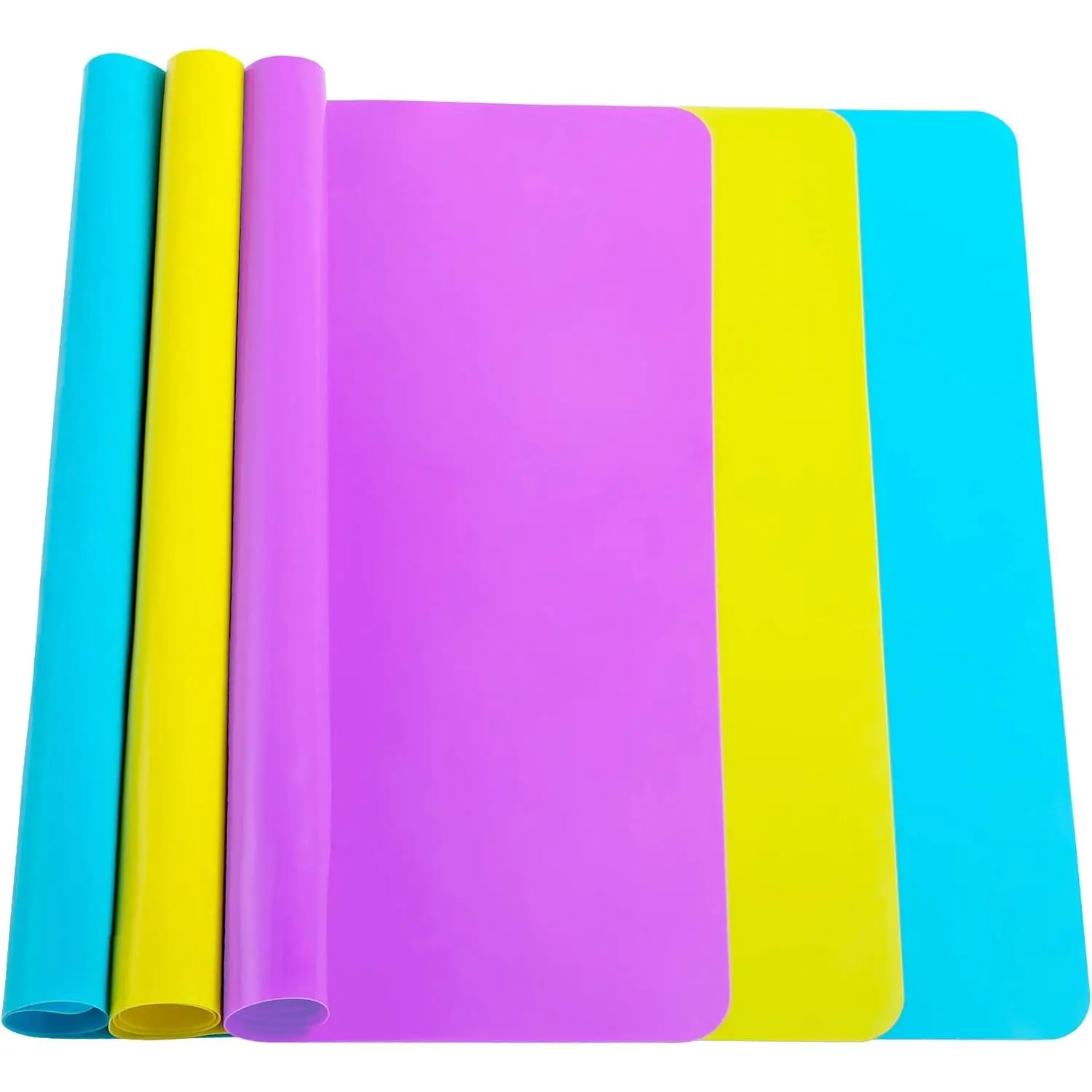 3 count  Mats Sheets  Mats for Crafts   Molds | 15.7" x 11.8"  Playdoh  Art Mat Placemat(Blue &  & Yellow), Non-Stick, Heat Resistant