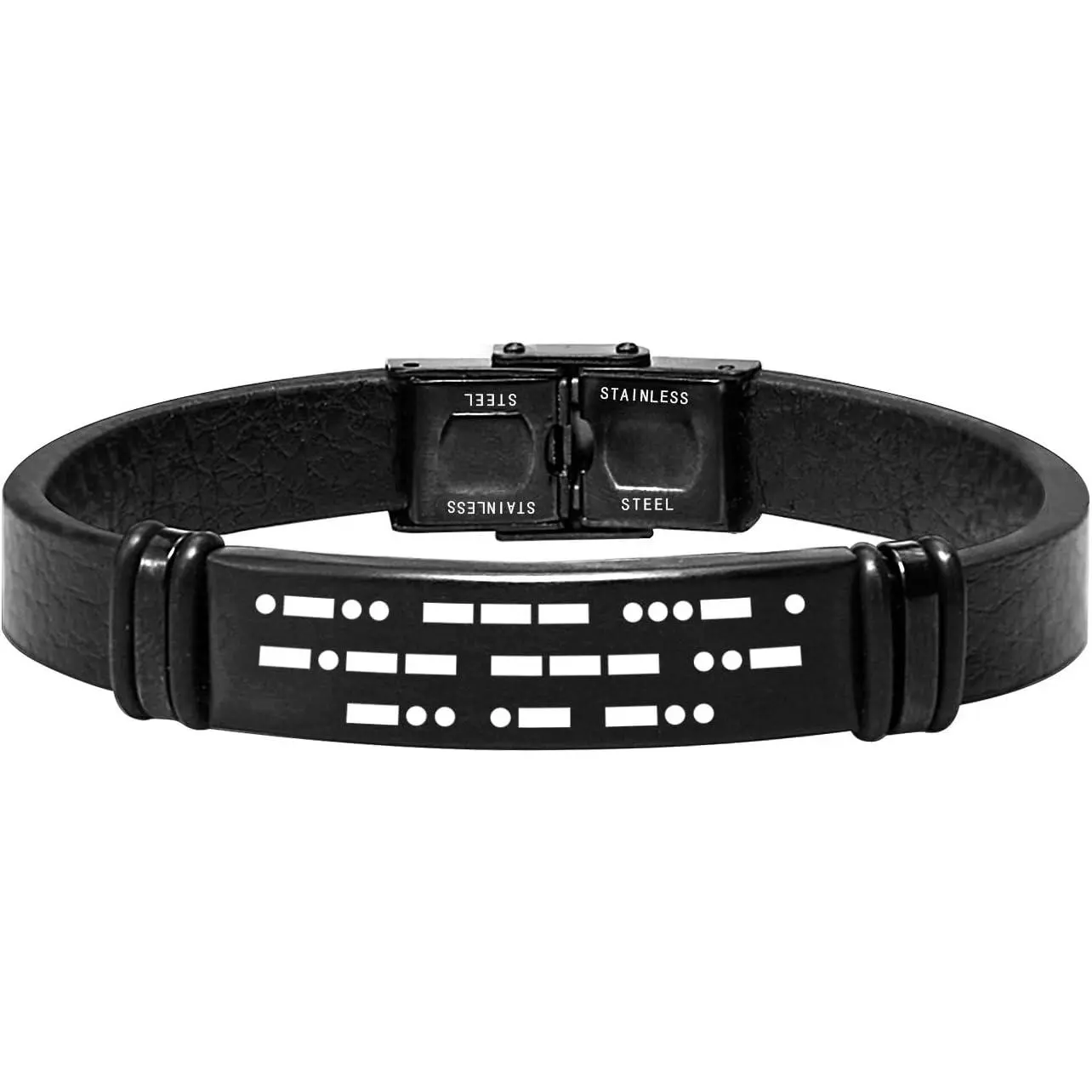 Morse Code Leather Bracelet for Men  Code Engraved Bracelet for Boyfriend Father Husband for Him  Message Bracelet