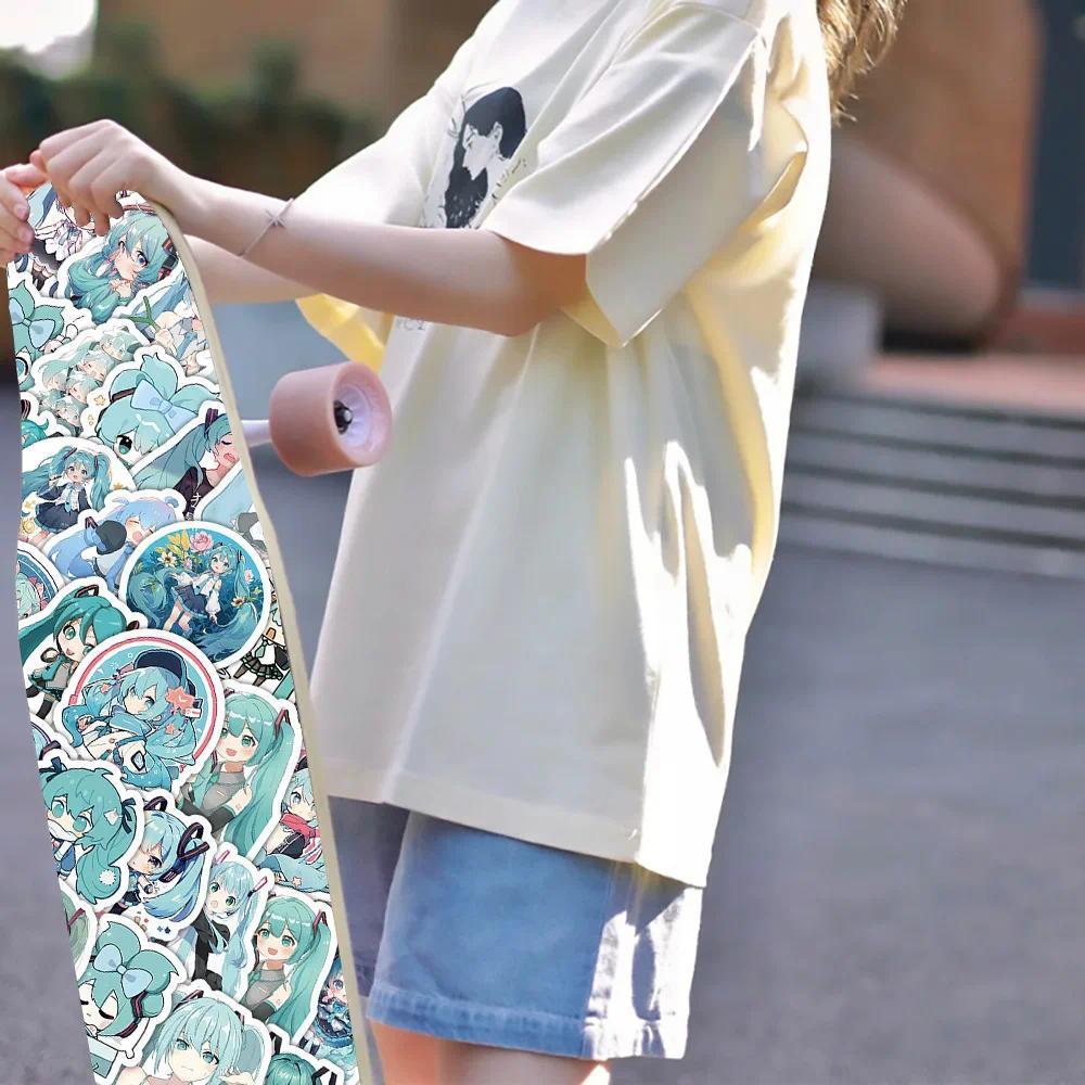 100pcs Hatsune Cute Miku Stickers Pack Waterproof Phone Case Cartoon Journaling Stationery Kawaii Packaging Laptop Stickerpopular stickers Cute beautiful