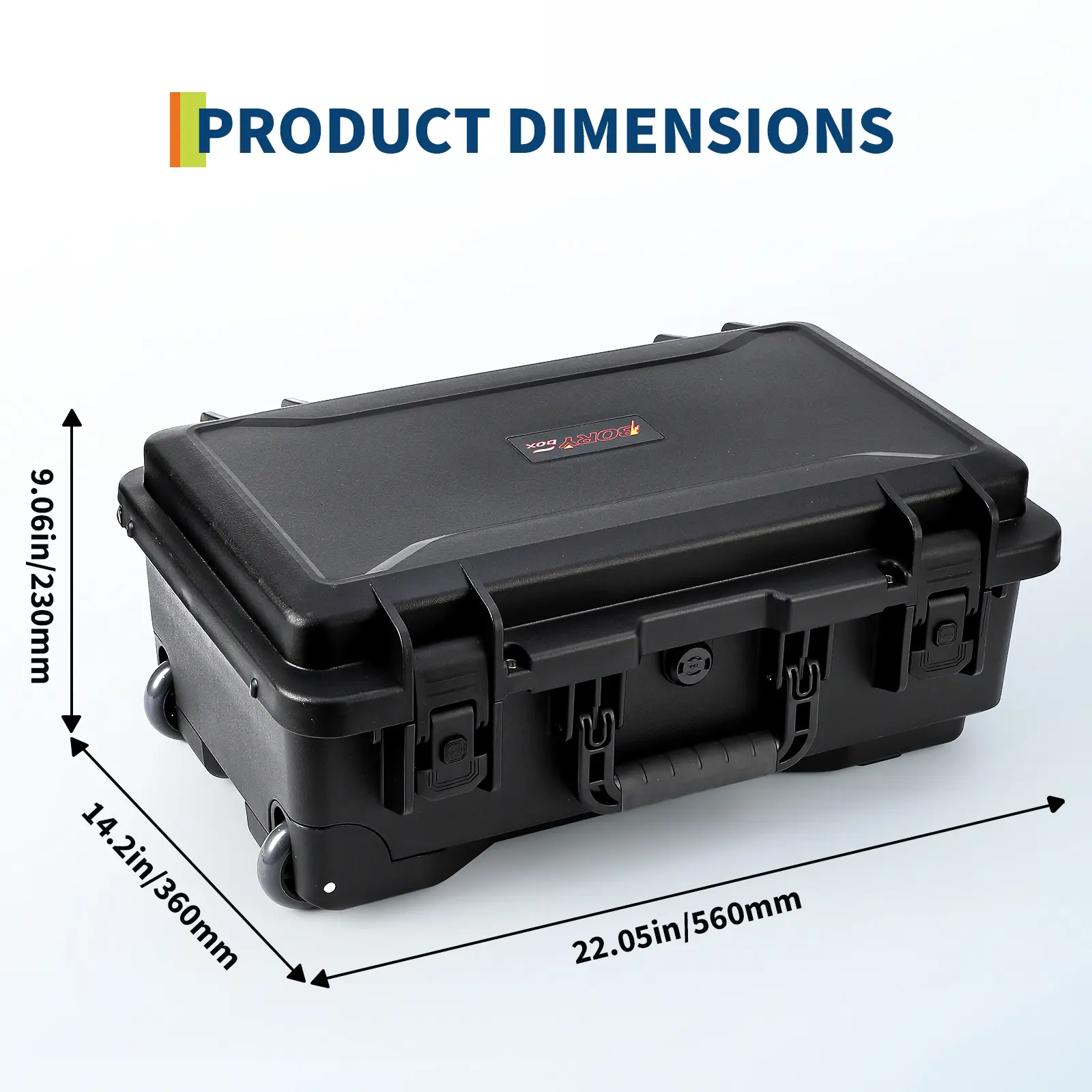 Heavy Duty Waterproof Camera Case with Wheels - Adjustable Handle, Clip, Impact-Resistant, Dustproof Dry Box for Diving Equipment Protection - Padded Dividers, 22"x14"x9", Secure Storage with Document Bag & Camera Insert