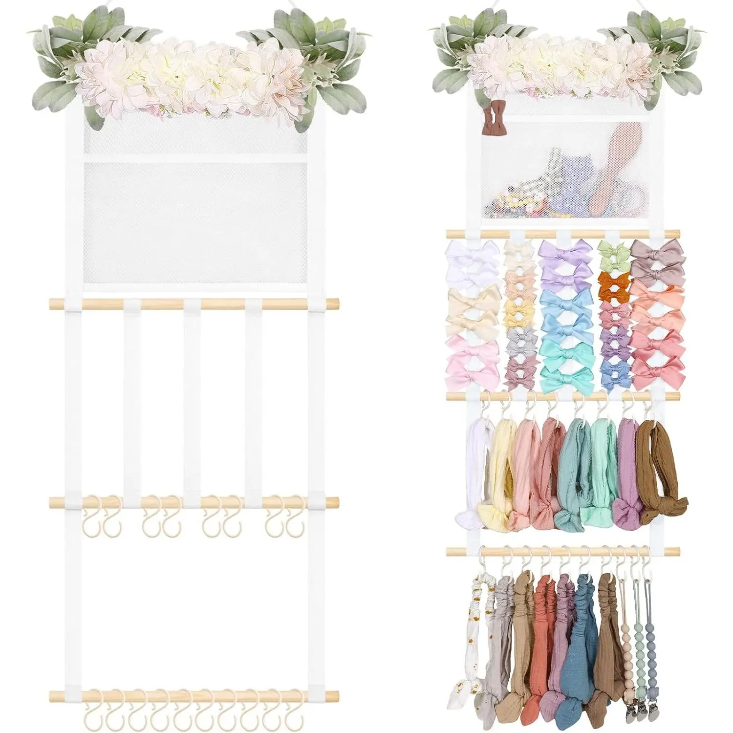 Headband Holder Hair Bows Organizer for Girls, Hair Accessories Display Storage Wall Hanging Decor for Baby Nursery Toddler baby Room Base