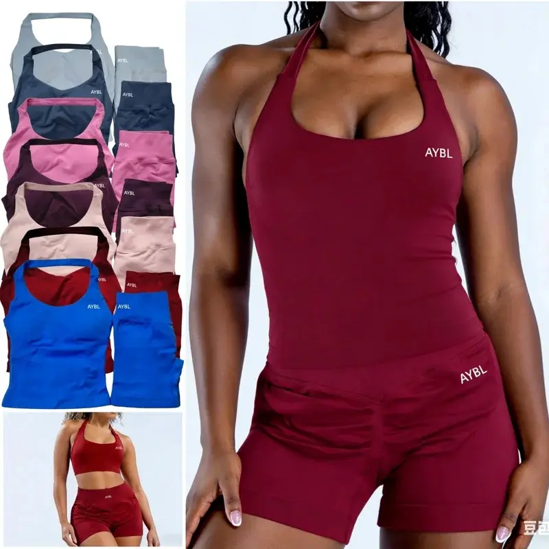Two Pieces Women's Yoga Set Empower Seamless Short Top Bra Adapt Seamless Shorts Yoga Bra Set leggings,Sports,Backless,Halter,Crop,Scrunch,Butt,stylish,activewear,,daily,outfit,,Insulated,Hunting,Camo,mfvim,woman,,athletic,