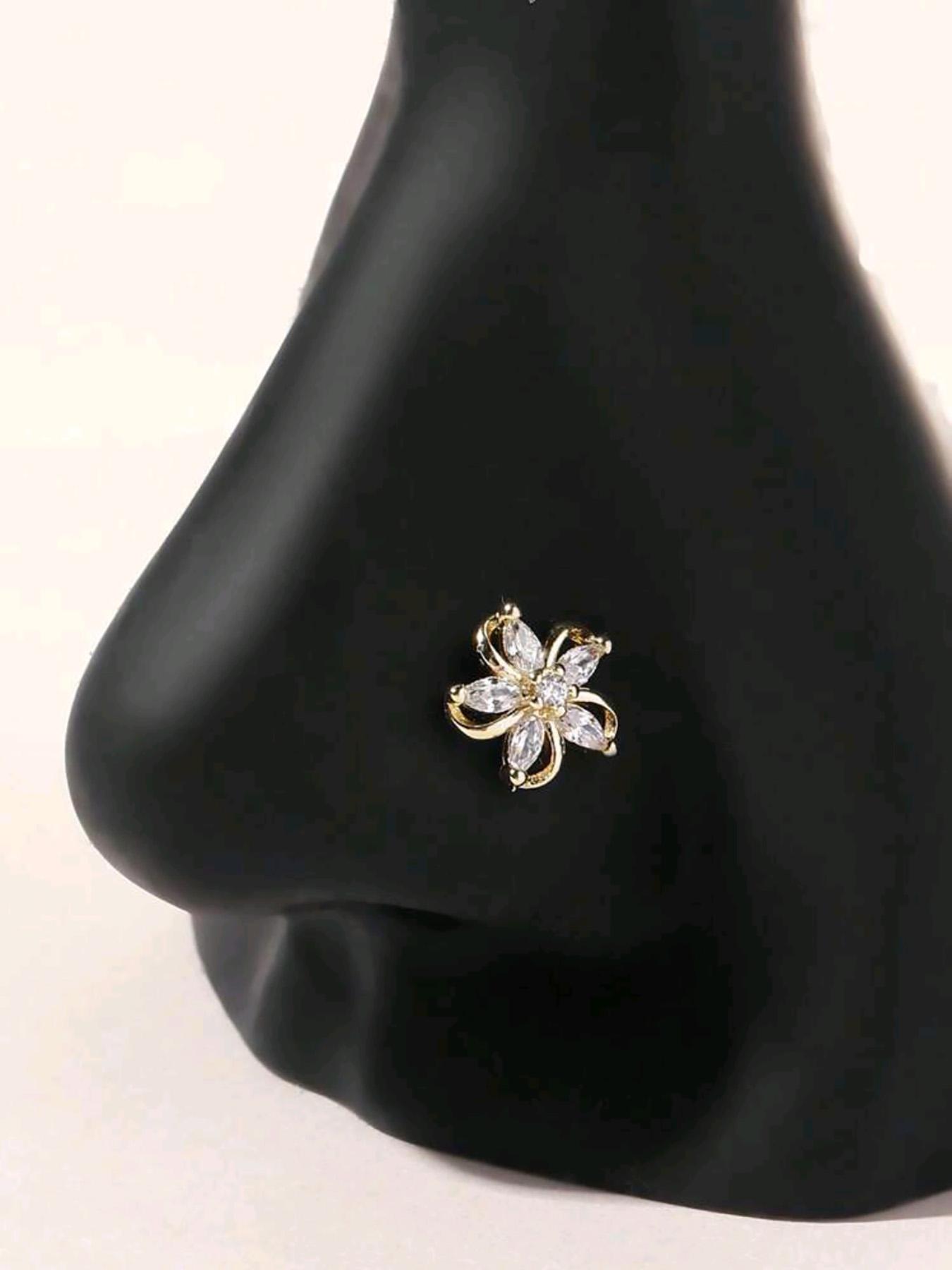 Elegant Flower Nose Studs for Women, Fashionable Daily Wear Jewelry, Stylish Nose Rings for Everyday Use, Trendy Accessories