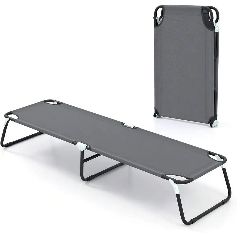 Folding Camping Cot, Heavy Duty Collapsible Foldable Camping Bed For Adults  With Non-Slip Foot Pad, Indoor Outdoor Portable Sleeping Cot For Hiking, Camping, Fishing (Black)