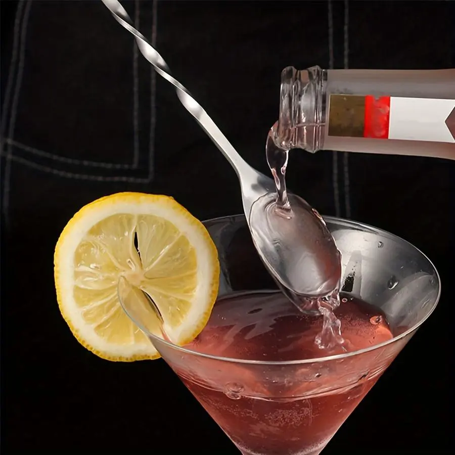 Stainless Steel Water Drop Stirring Spoon - Glossy Finish Bar Utensil for Mixing, Layering Drinks, Essential Tool for Bartenders