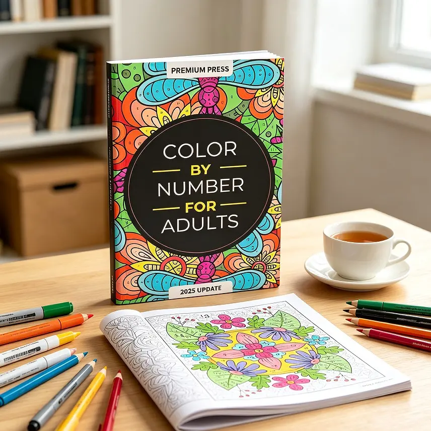 Adult Coloring Book Color by Number, Mandala Floral Dragonfly Stress Relief, Adult Relaxation Healing Hand Drawing Album, Perfect for Meditation