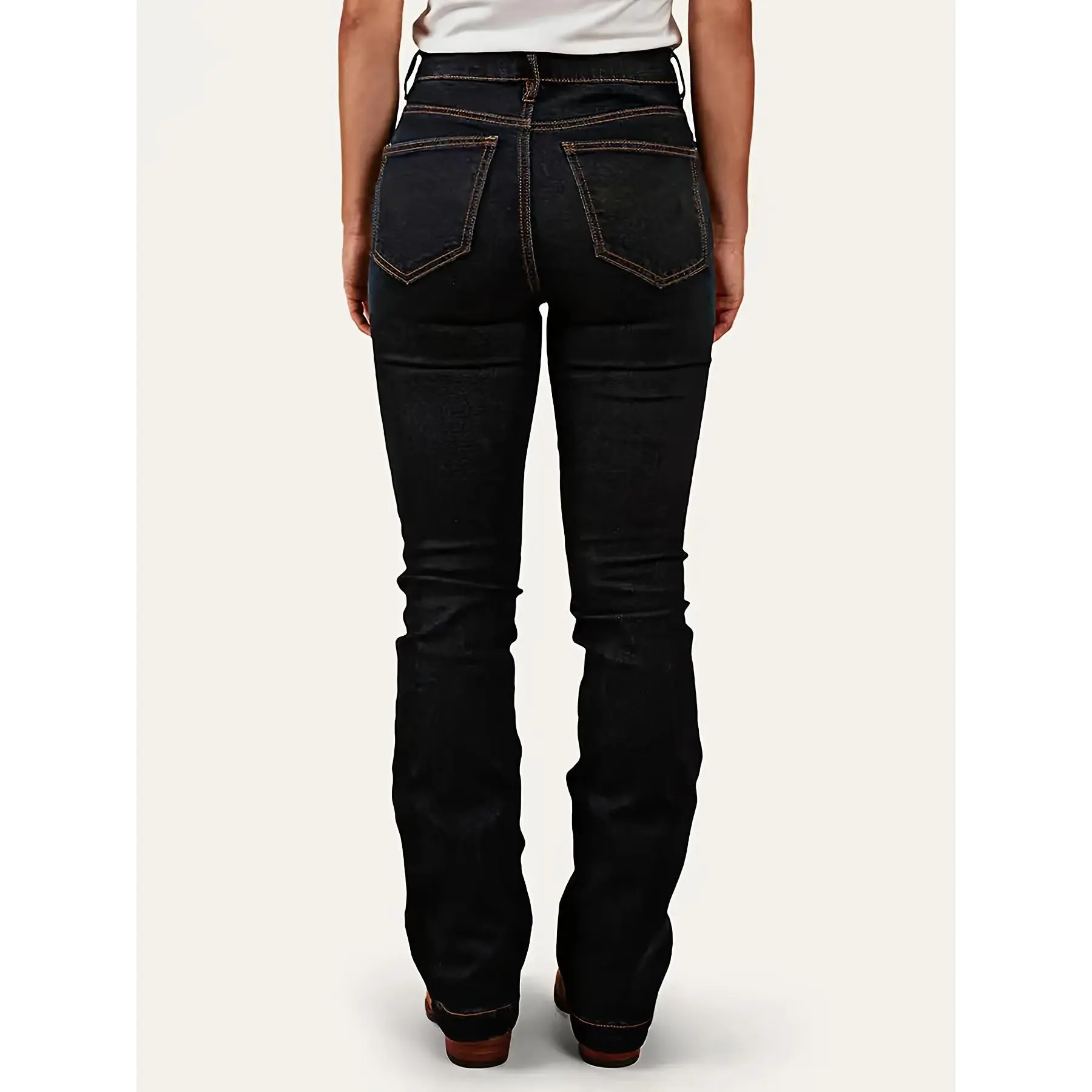 Women'S Classic Five-Pocket Stretch Denim Jeans - Mid-Rise Regular Fit with Button Detail, All-Season Versatile Casual Pants for Home, Travel & Shopping, Comfortable Travel Jeans, Durable Fabric Jeans