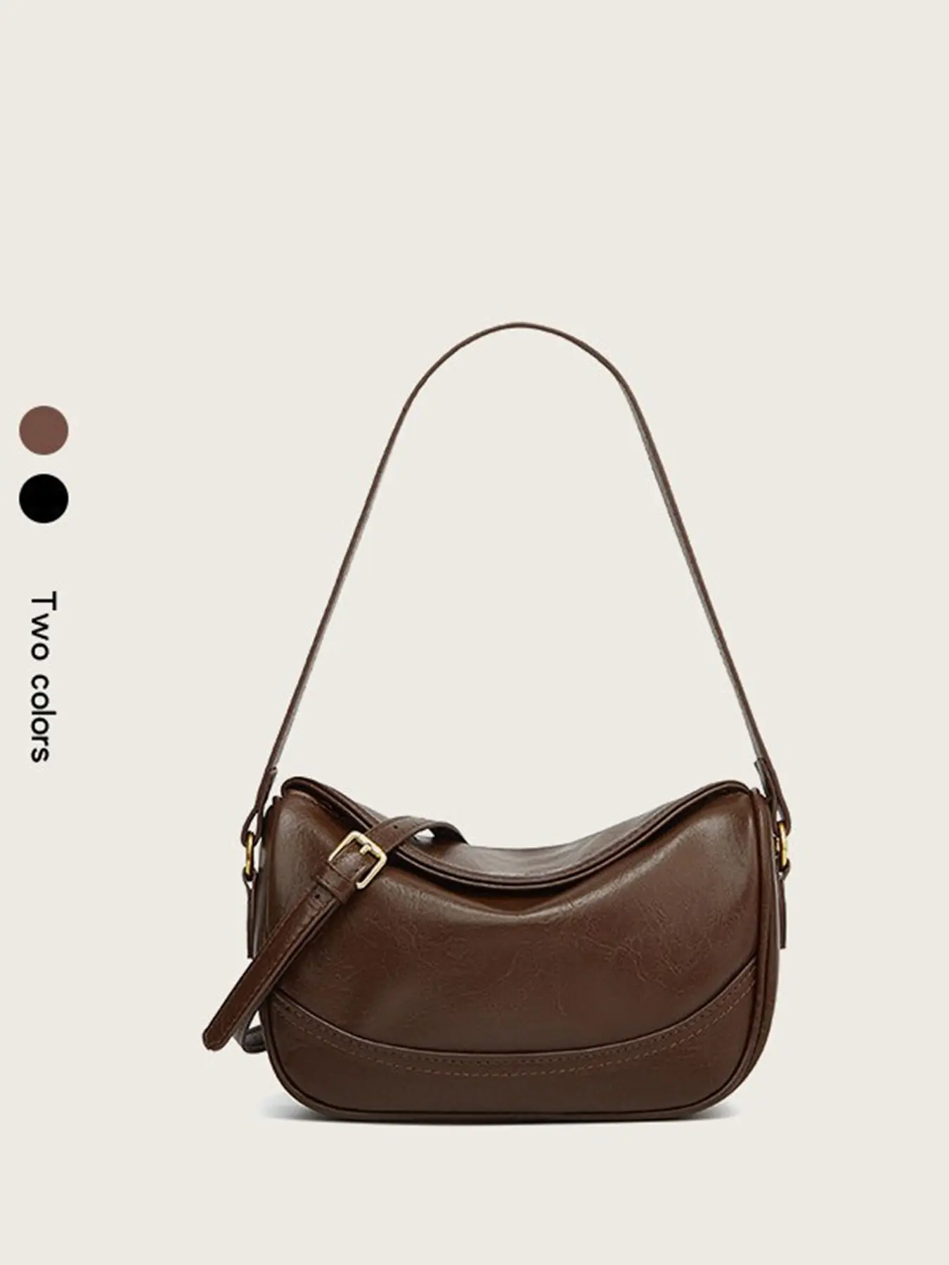 Quiet Luxury Vintage Distressed Vegan Leather Hobo Crossbody Bag, Minimalist Curved Underarm Shoulder Bag with Adjustable Thin Strap, Small Soft Retro Handbag for Women Office Daily Commute, Daily Commuter Bag, Crossbody Purse, Casual Fashion Bag