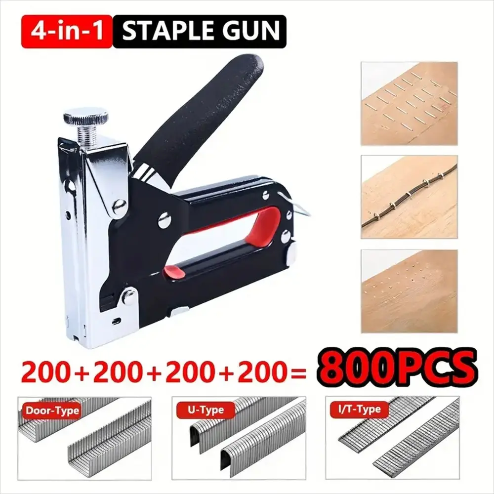 Four-In-One Manual Nail Gun Set with 800 Nails, Durable Metal Construction, Ideal for Woodworking, Metal Processing, Furniture Assembly