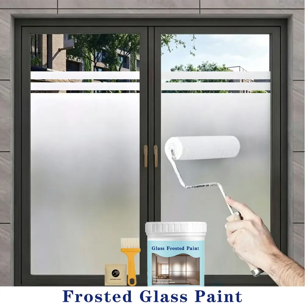Window Frosted Glass Paint, Privacy Protection Coating, Waterproof Formula and UV Resistant, Spray for Bathroom, Kitchen, Room, Sliding Door