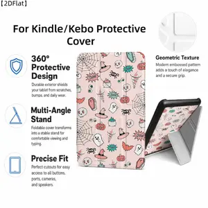 For Kindle/Kobo/Tolino Case, with stand Halloween Theme With Ghosts Pumpkins And Spiders for New Kindle 11Th 2019, for Kindle 11th Generation Case for Kindle 11Th (2022/2024), 6-Inch, 7-Inch Kindle Paperwhite 12Th Generation 2024 Vision Color (2024) /Visi
