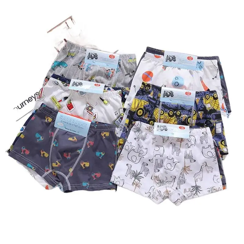 Children's Cotton Underwear Boys Cartoon Printed Boxer Briefs Triangle Briefs Kids Soft Comfortable Underpants Breathable Loungewear