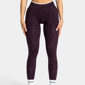 TEVEO New Cross-Border Leopard Print Yoga Pants for Women, Seamless High-Waisted Butt-Lifting Fitness Pants, Sports Outdoor Yoga Trousers sweatpants pocket soft black casual womenswear stylish comfy denim pant polyester oner active motion long