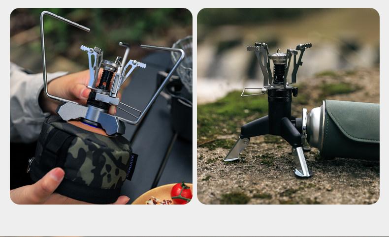 Portable Backpacking Stove Mini Camping Stove with Electronic Ignition All-in-One Outdoor Cooking Gear for Backpacking Travel Hiking Picnic Wild Camping